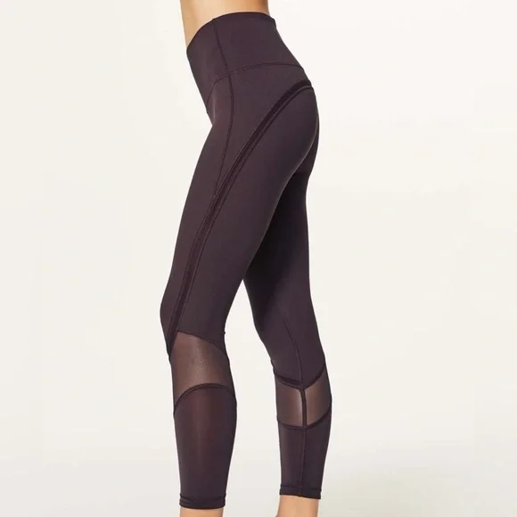 Lululemon Fresh In Mesh Tight (25") Pelt purple maroon leggings mesh - Picture 2 of 12